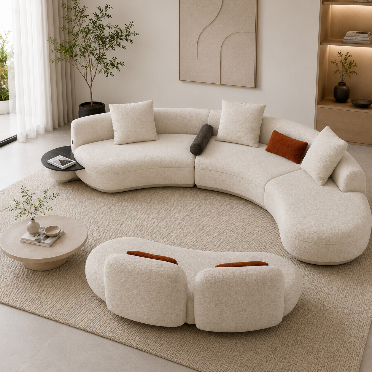 Crescent Lounge Couch shown in an interior setting