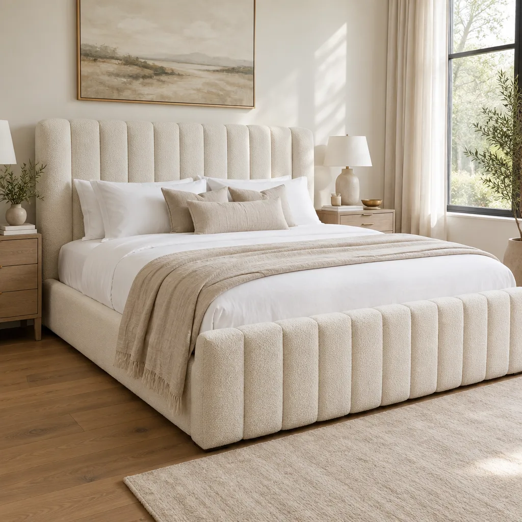 Azariah Monarch Wingback Upholstered Bed Frame shown in an interior setting