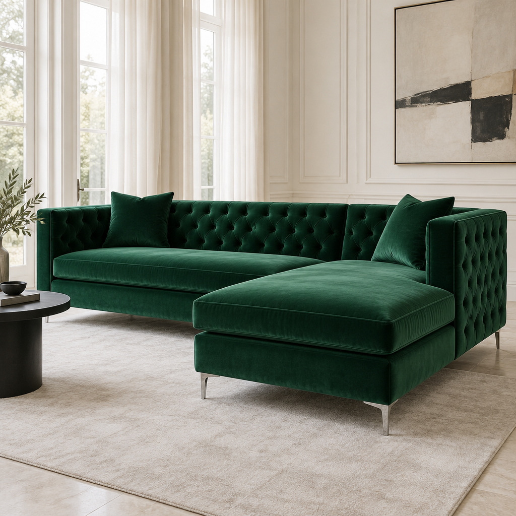 Emerald Regent Corner Couch shown in an interior setting